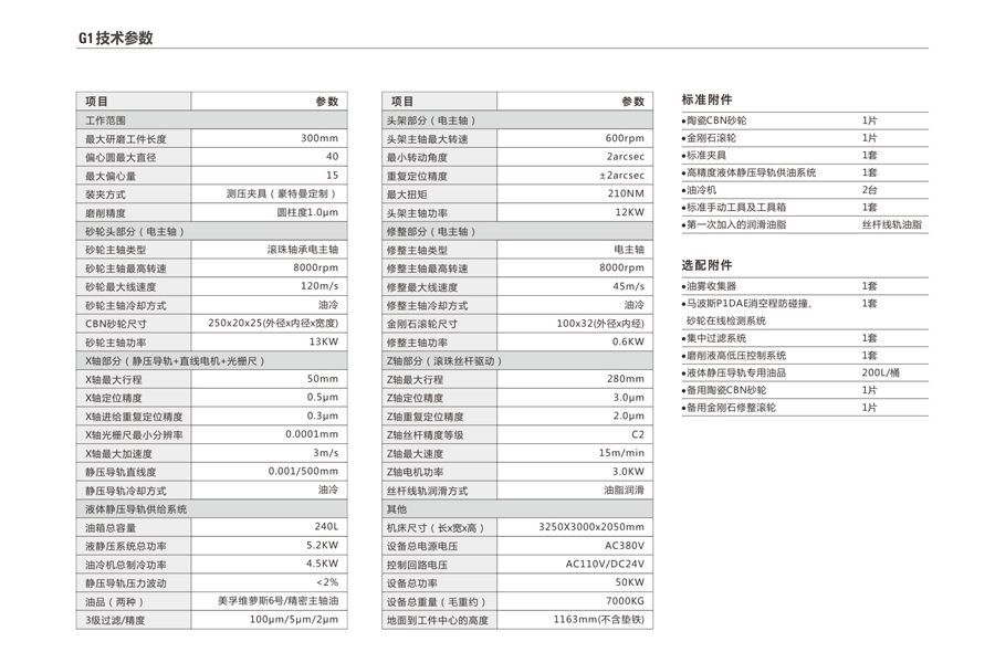 G1曲軸磨床技術(shù)參數(shù)